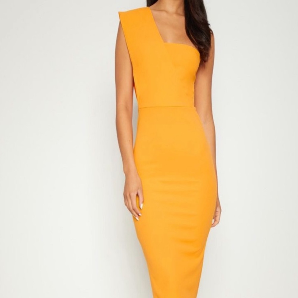 Golden Yellow One Shoulder Draped Maxi Dress